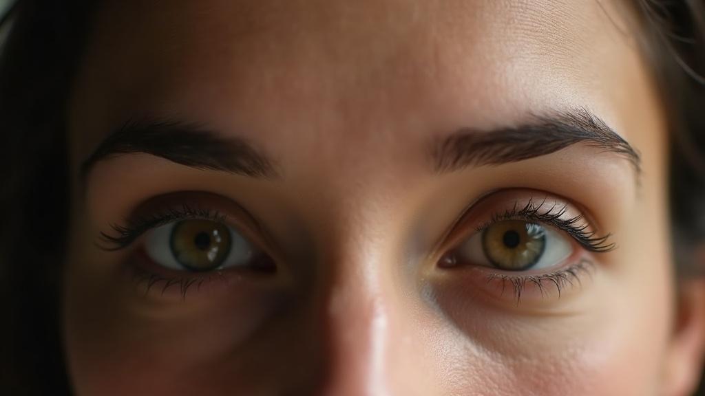 Close portrait of a woman's eyes showing almond shape and steady gaze under natural window light