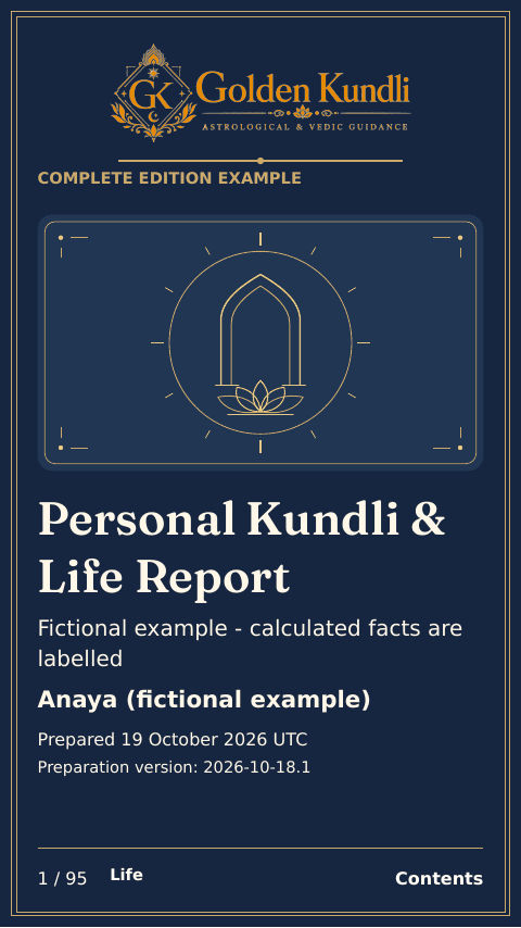 Cover of a fictional Personal Kundli and Life Report example